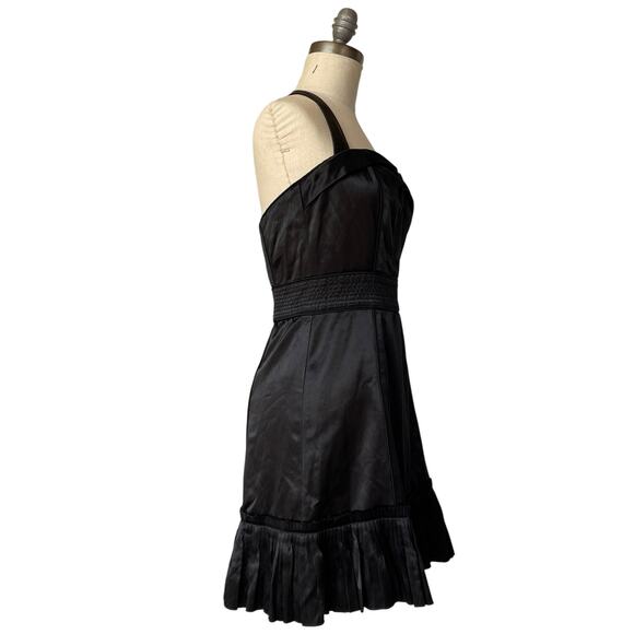Marc Jacobs Rockabilly Dress Size 4 Black Satin Ruffle Halter Bombshell pinup - Picture 4 of 8
